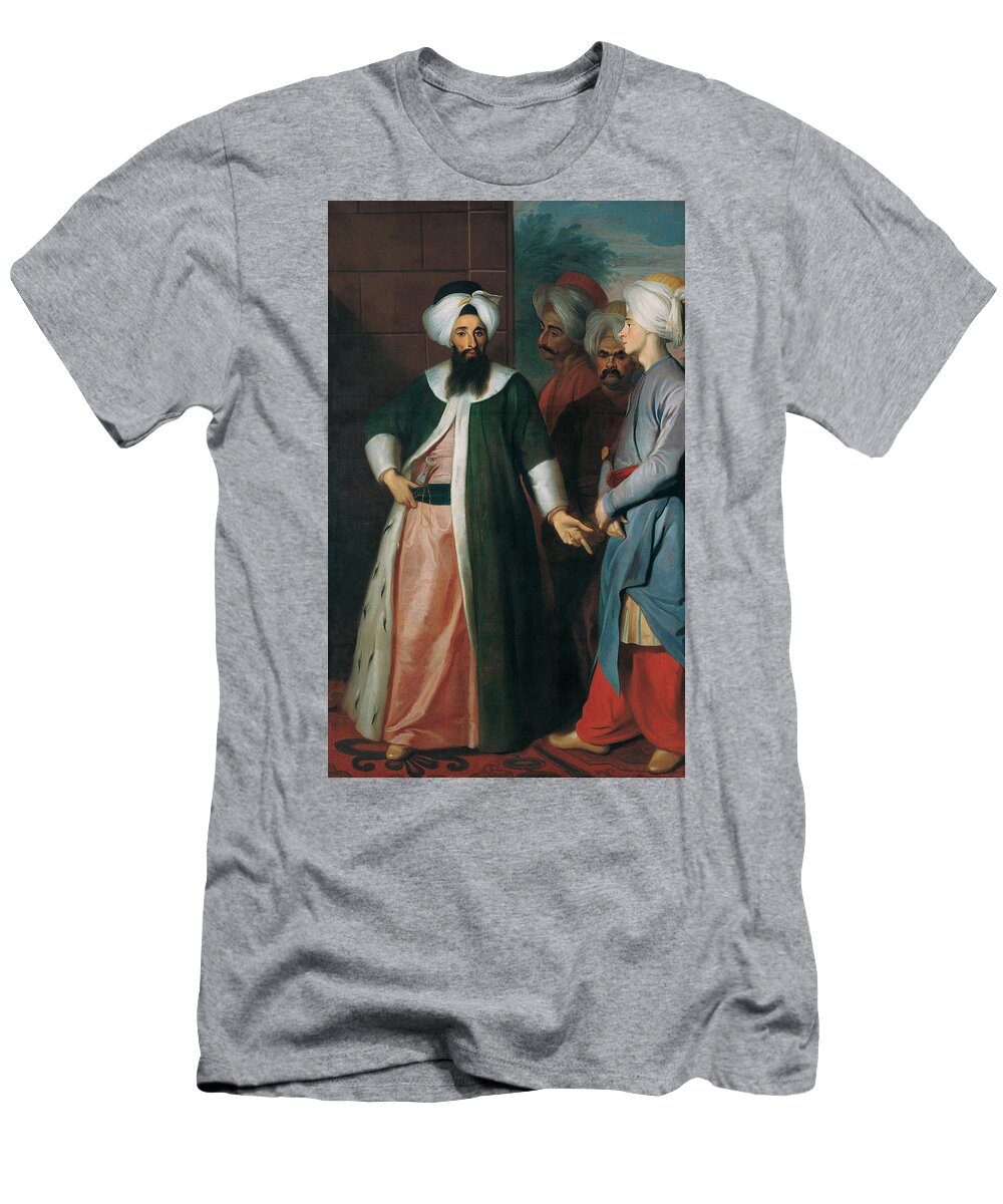 18th Century Art T-Shirt featuring the painting Kozbekci Mustafa Aga and his Retinue by Georg Engelhard Schroder