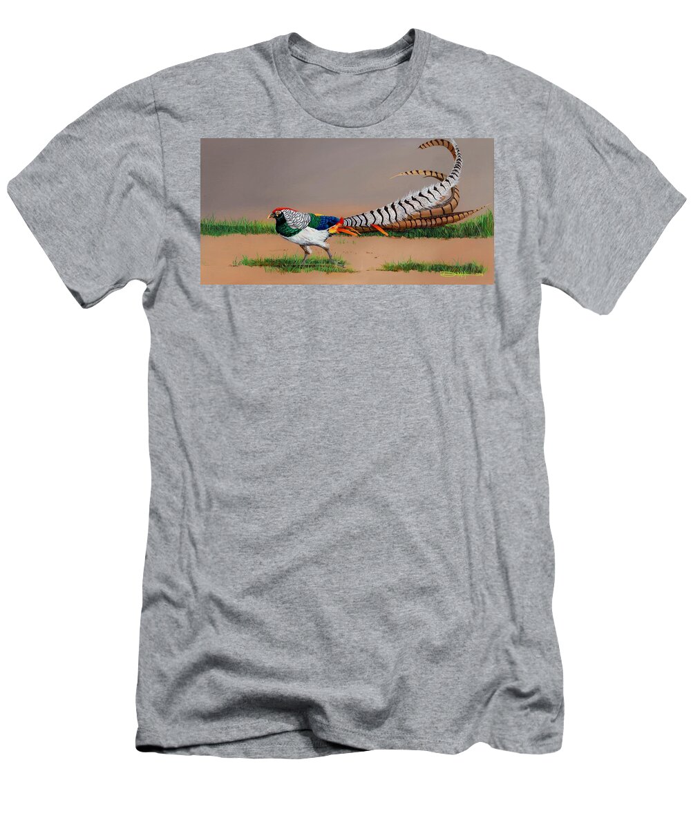 Birds T-Shirt featuring the painting Lady Amherst Pheasant by Dana Newman