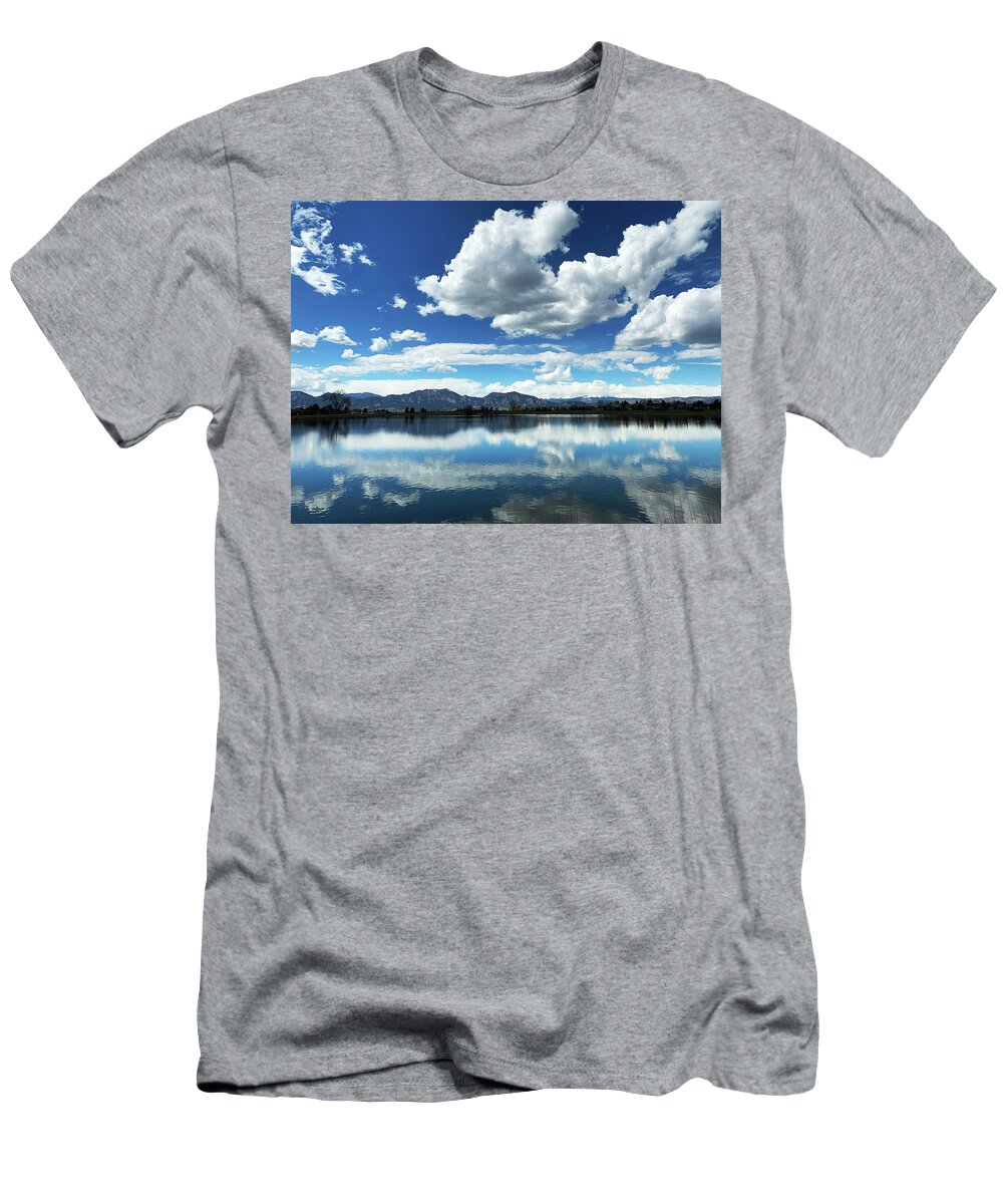 Lake T-Shirt featuring the photograph Lake at Flatirons by Marilyn Hunt