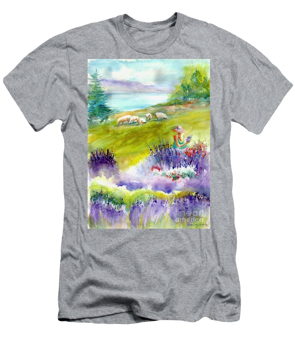 Lavender T-Shirt featuring the painting Lavender Festival by Christy Lemp