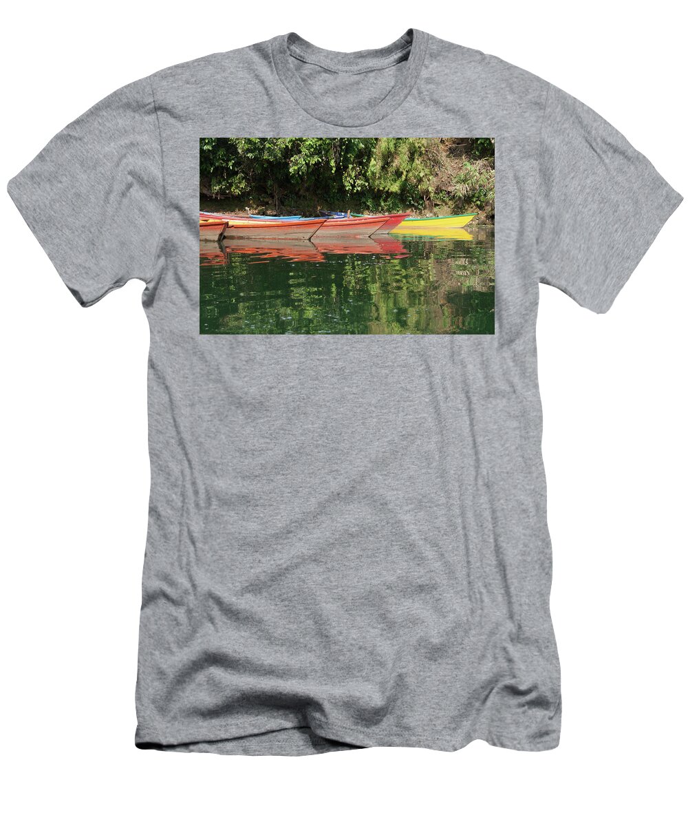 Boats T-Shirt featuring the photograph Lazy Afternoon,Quiet Reflection by Leslie Struxness