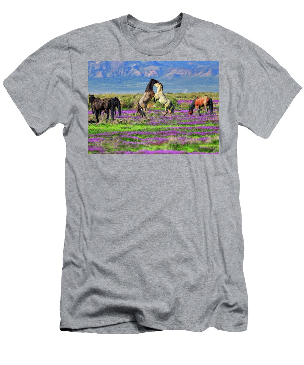 Horses T-Shirt featuring the photograph Let's Dance by Greg Norrell