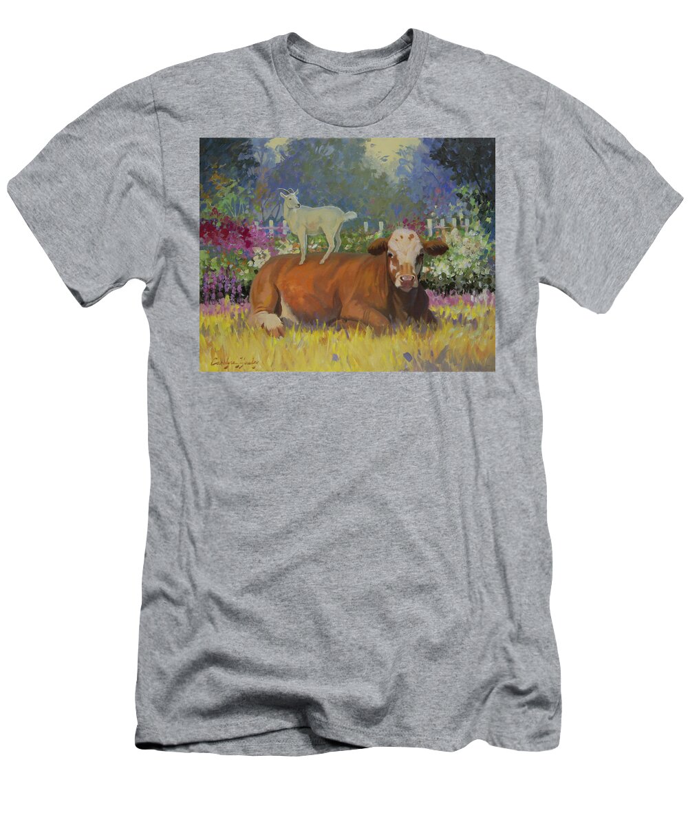 Farm Animals T-Shirt featuring the painting Life is Good by Carolyne Hawley