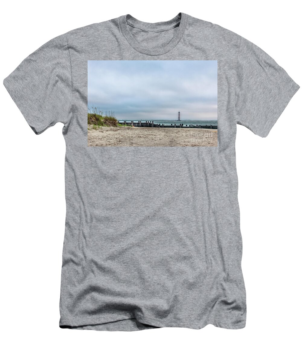 Morris Island Lighthouse T-Shirt featuring the photograph Light up the Sky - Morris Island Lighthouse by Dale Powell