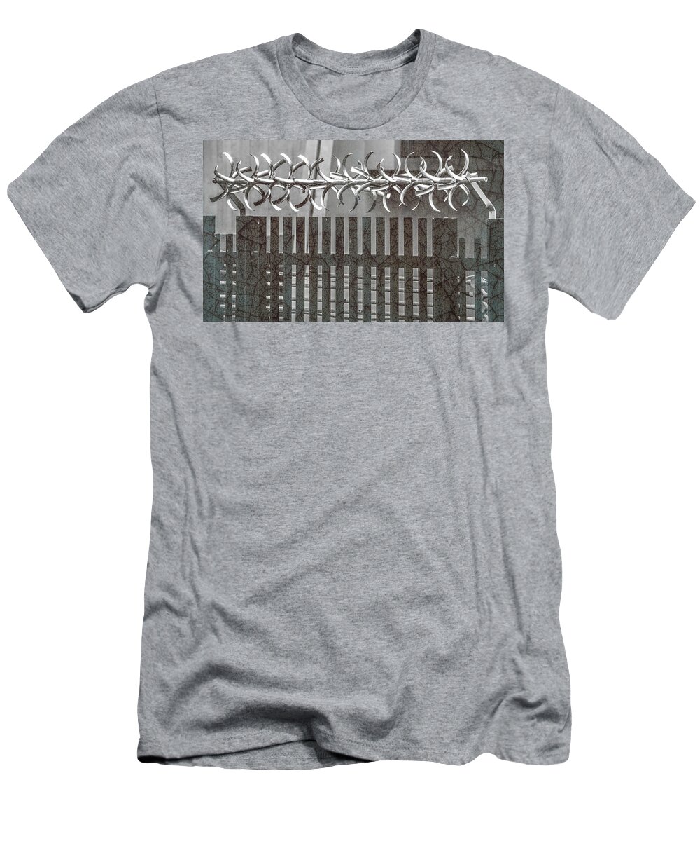 London T-Shirt featuring the photograph London Fence Abstract by Marcy Wielfaert