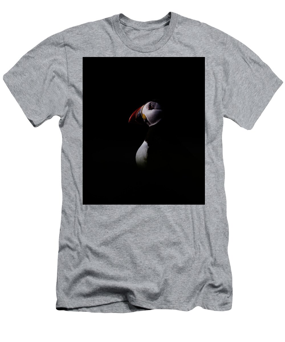 Puffin T-Shirt featuring the photograph Low Key Puffin by Pete Walkden