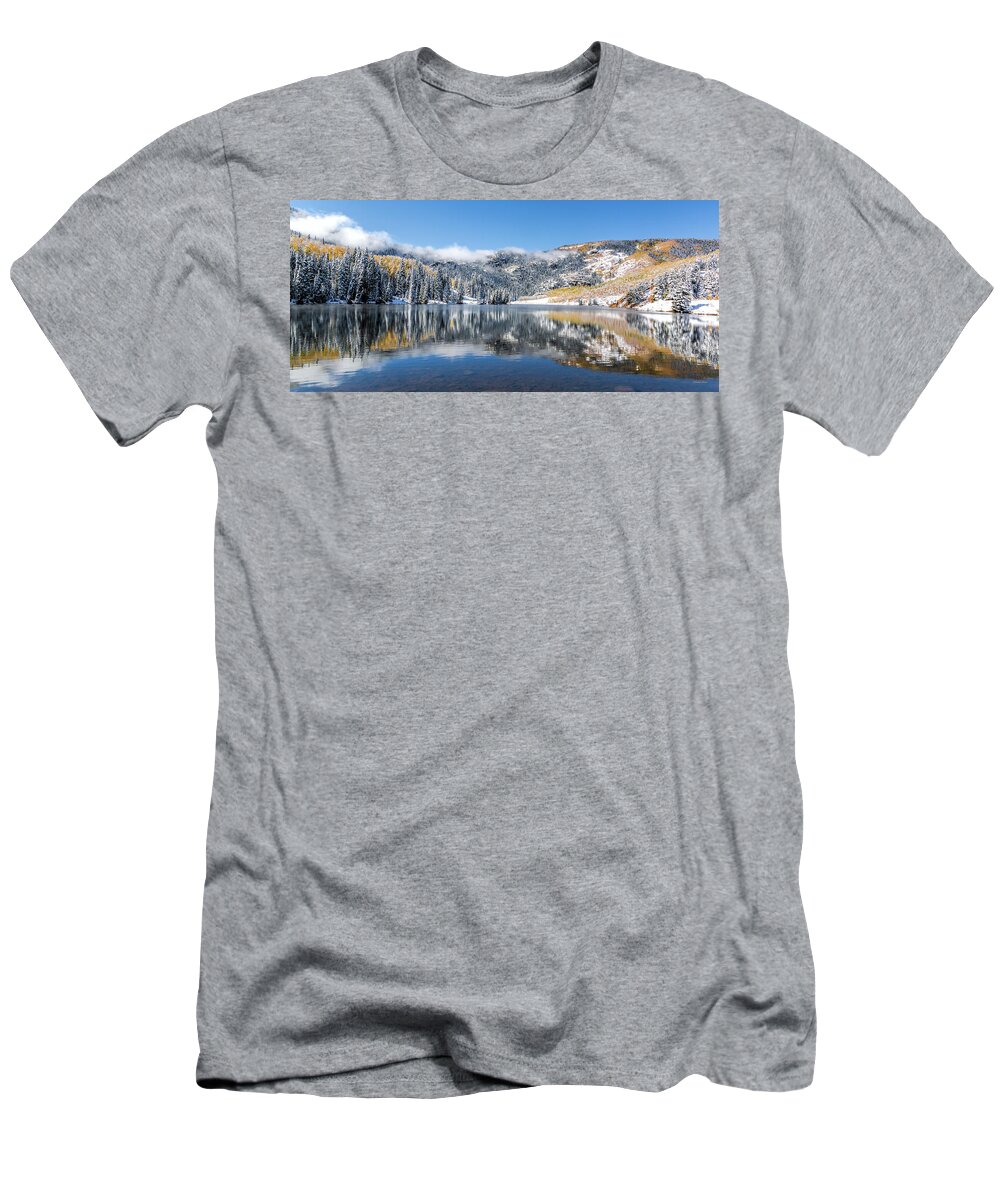 Lower Cataract Lake T-Shirt featuring the photograph Lower Cataract Lake after the Snow Storm by Stephen Johnson