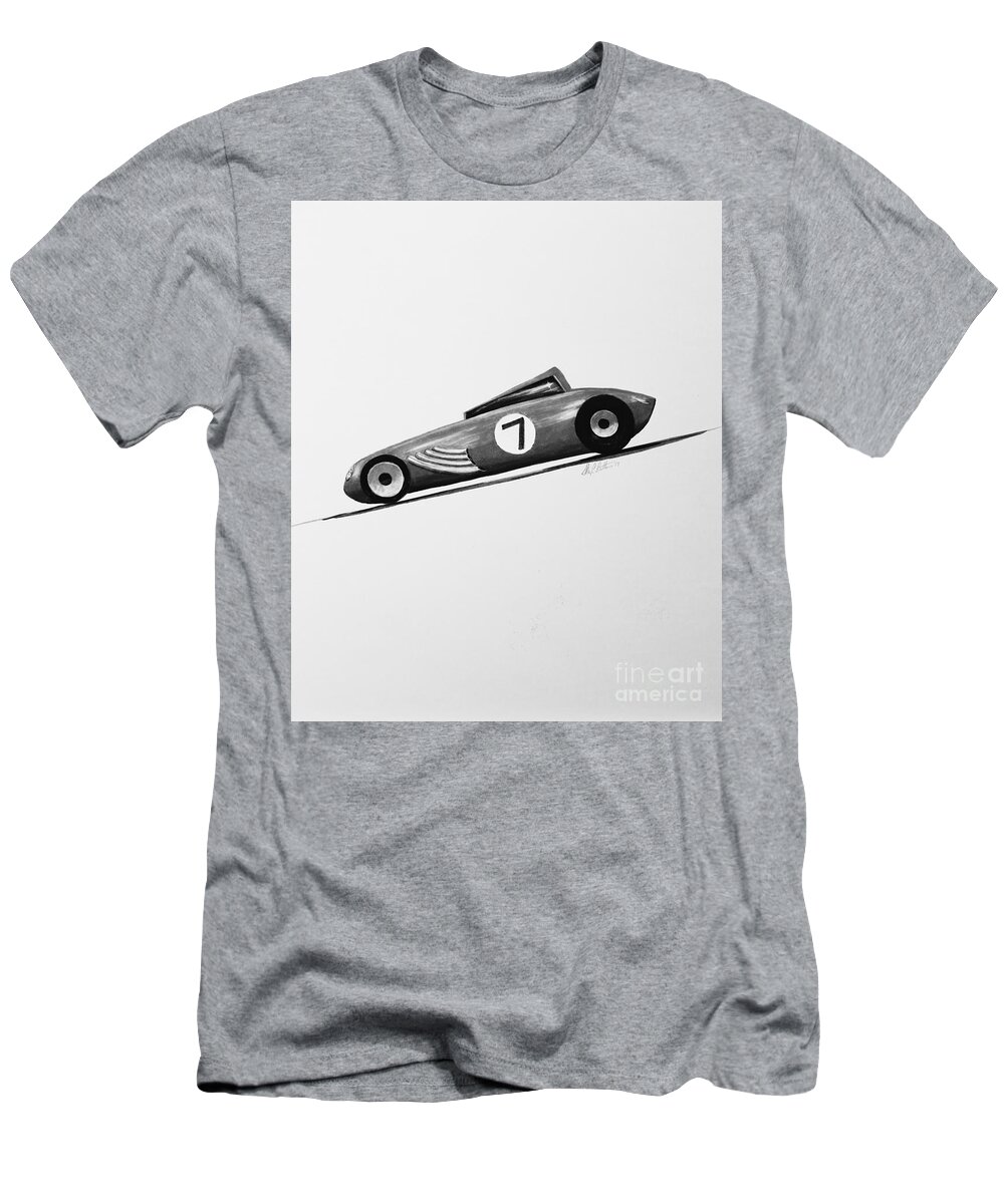 Cars T-Shirt featuring the mixed media Lucky Number Seven B by Stacy C Bottoms