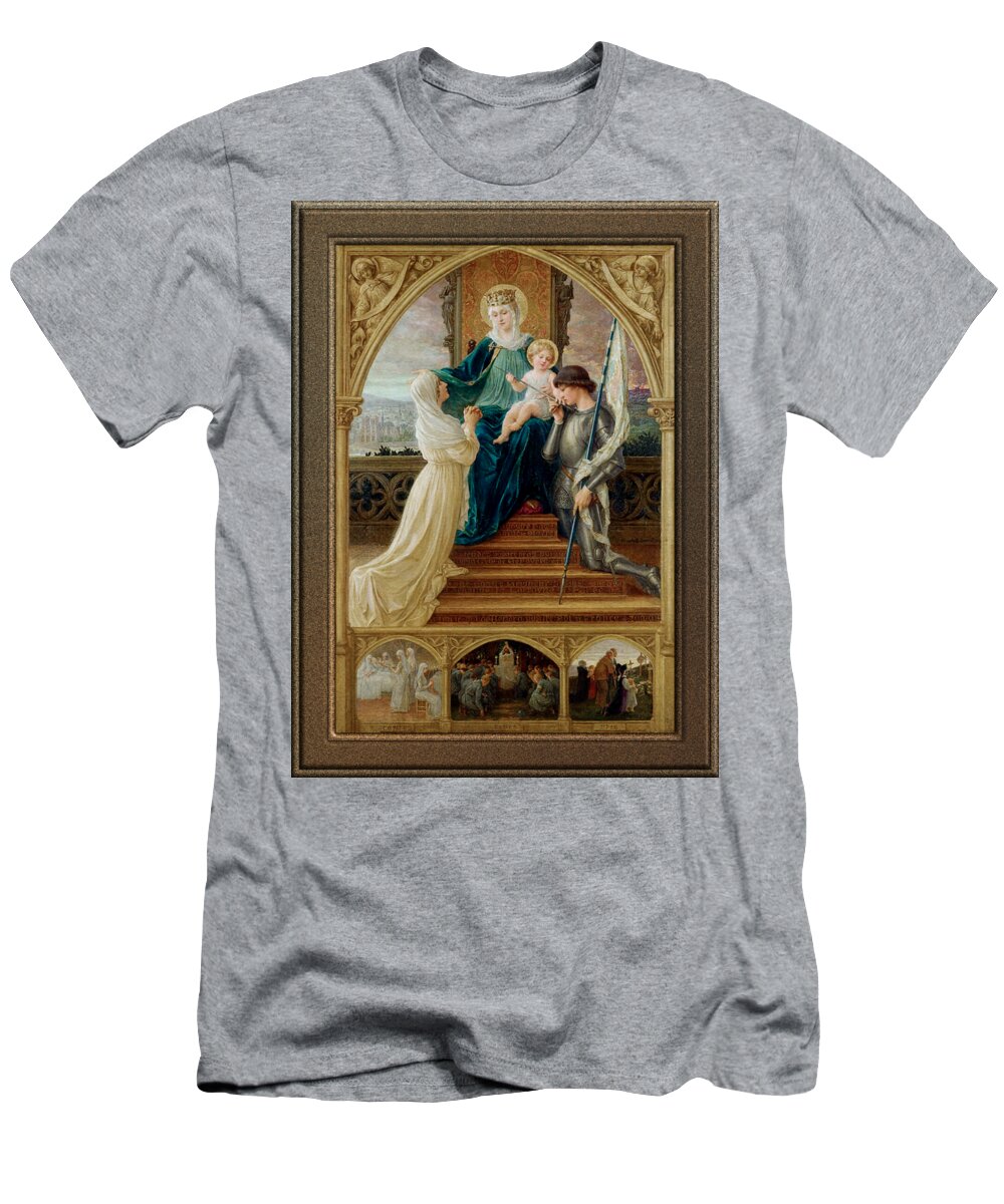 Madonna And Child T-Shirt featuring the painting Madonna and Child Seated Between St. Genevieve and Joan Of Arc by Elisabeth Sonrel by Rolando Burbon