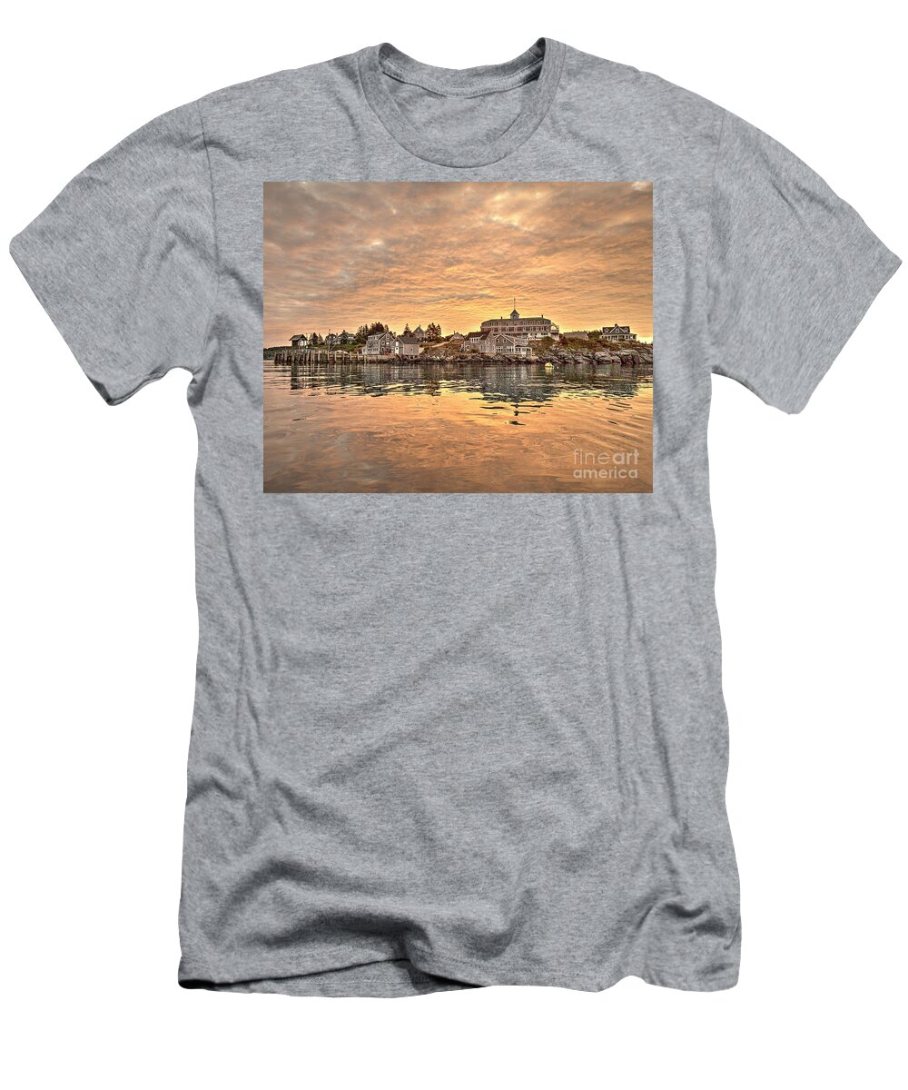 Maine T-Shirt featuring the photograph Monhegan Sunrise - Harbor View by Tom Cameron