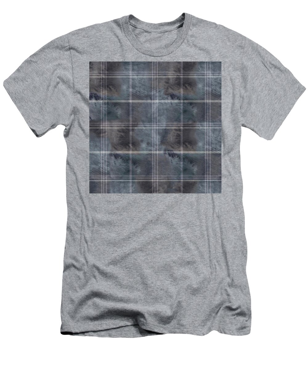 Pattern T-Shirt featuring the digital art Moody Blue Plaid by Sand And Chi