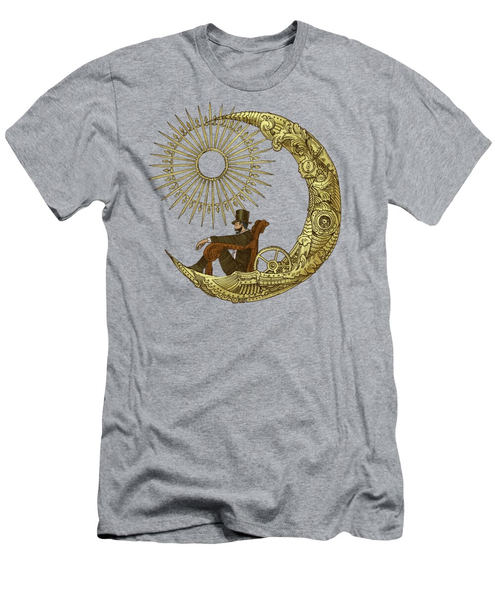 Moon T-Shirt featuring the drawing Moon Travel - option by Eric Fan