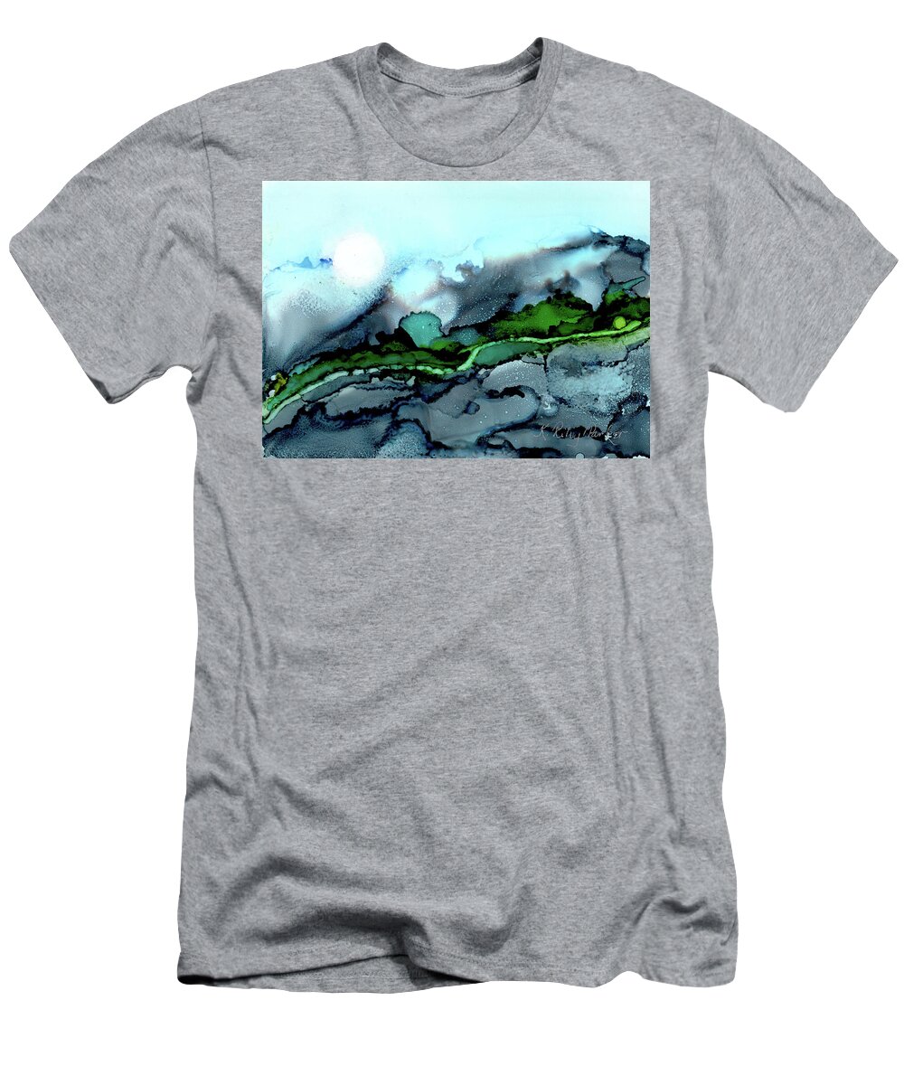 Moon T-Shirt featuring the painting Moondance IV by Kathryn Riley Parker