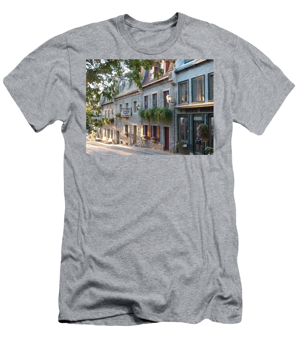 Quebec City T-Shirt featuring the photograph Sunrise in Lower Town Quebec City by Patricia Caron