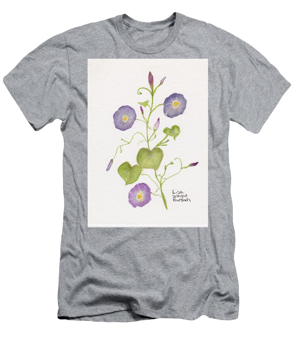 Flower T-Shirt featuring the painting Morning Glories by Lisa Burbach