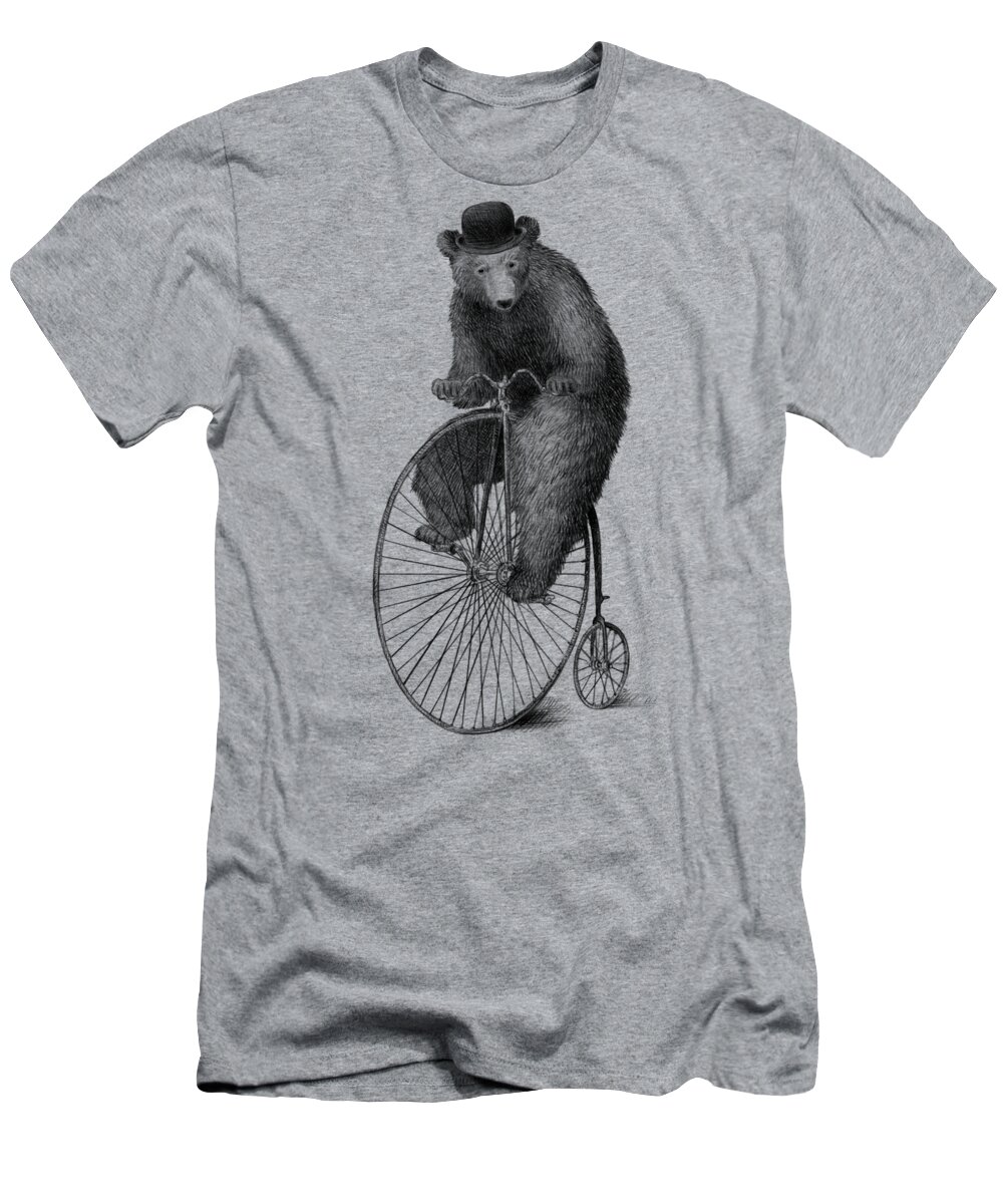 Bear T-Shirt featuring the drawing Morning Ride by Eric Fan