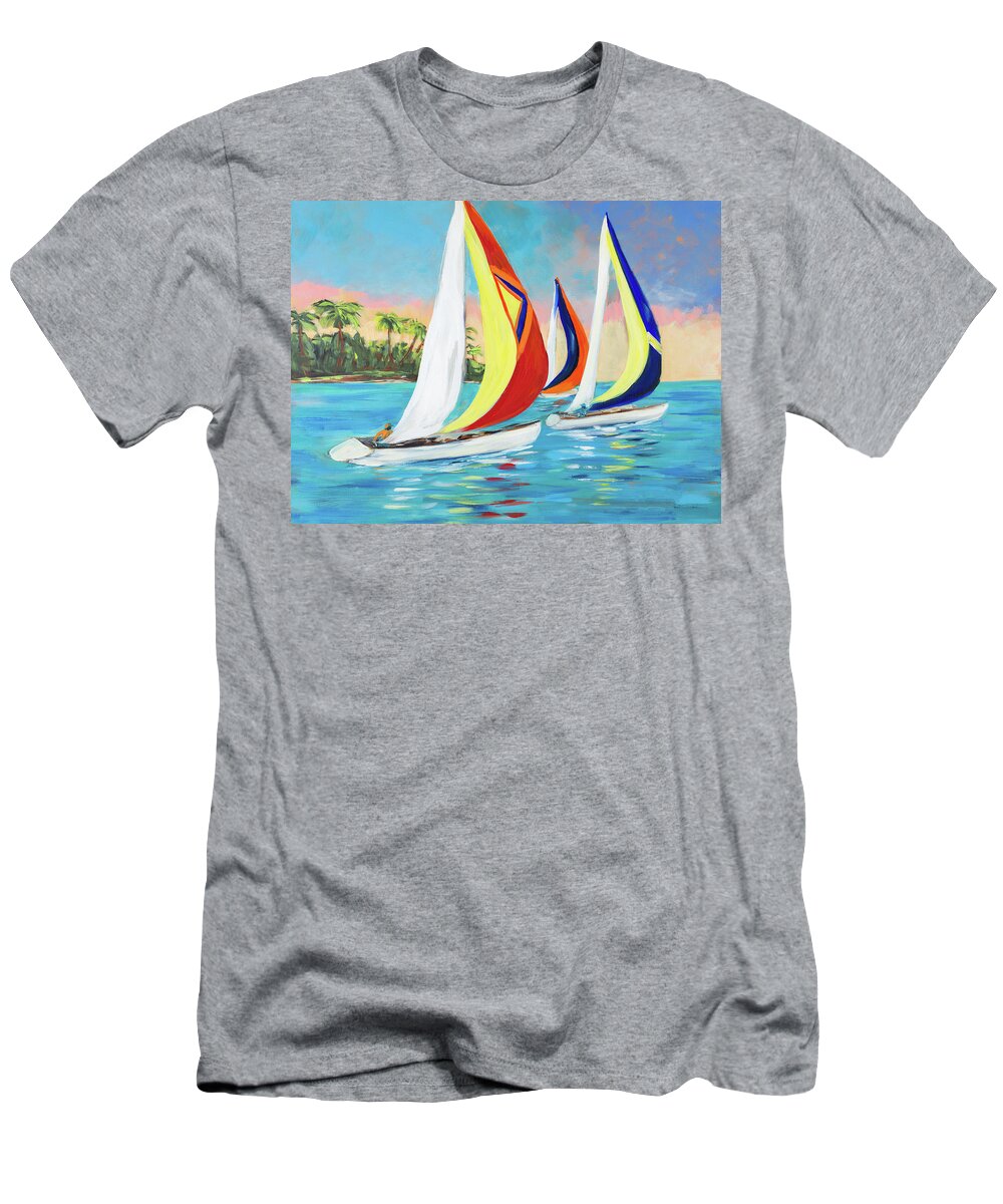 Morning T-Shirt featuring the painting Morning Sails II by Julie Derice