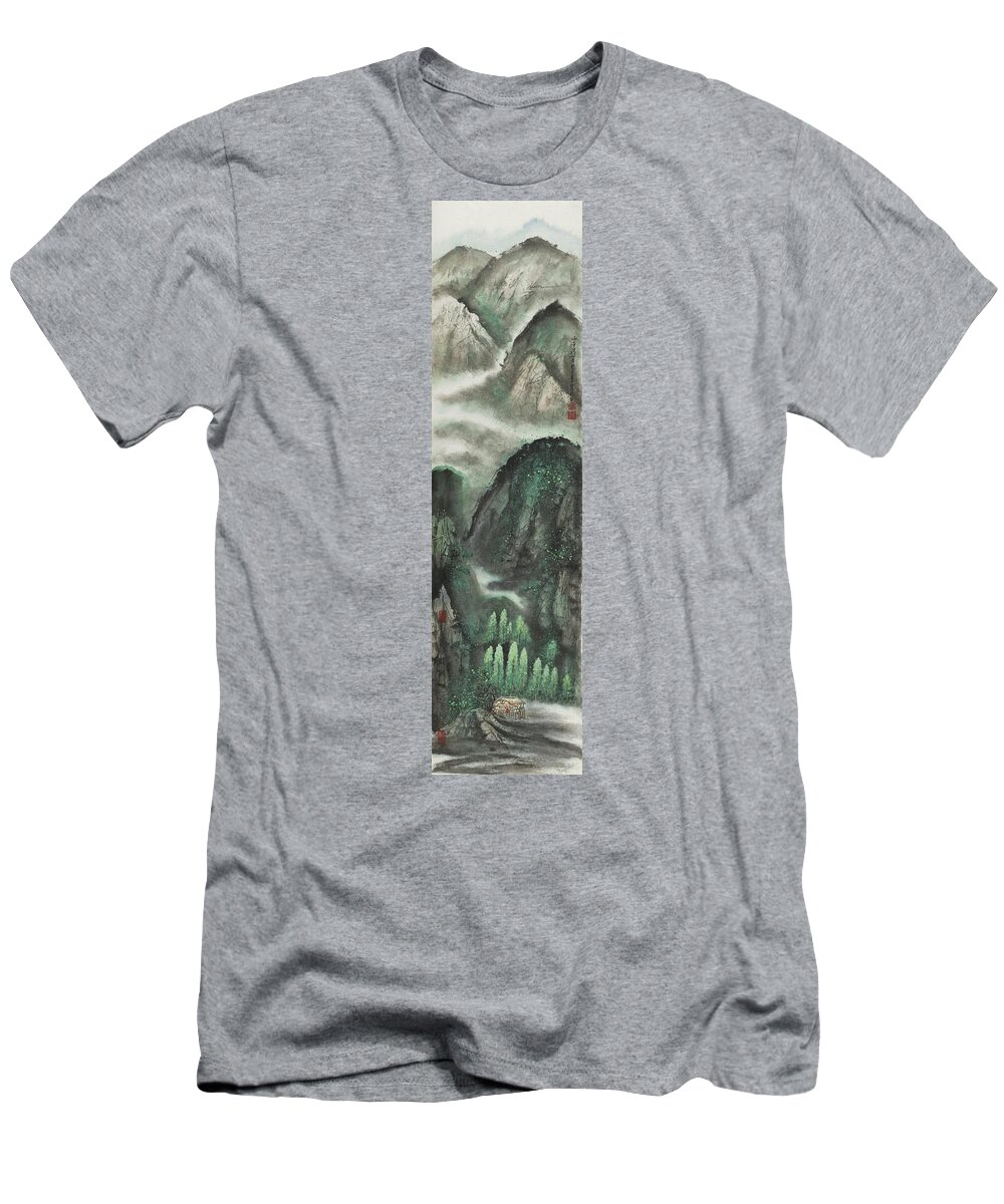 Chinese Watercolor T-Shirt featuring the painting The Four Seasons Version 2 - Summer by Jenny Sanders
