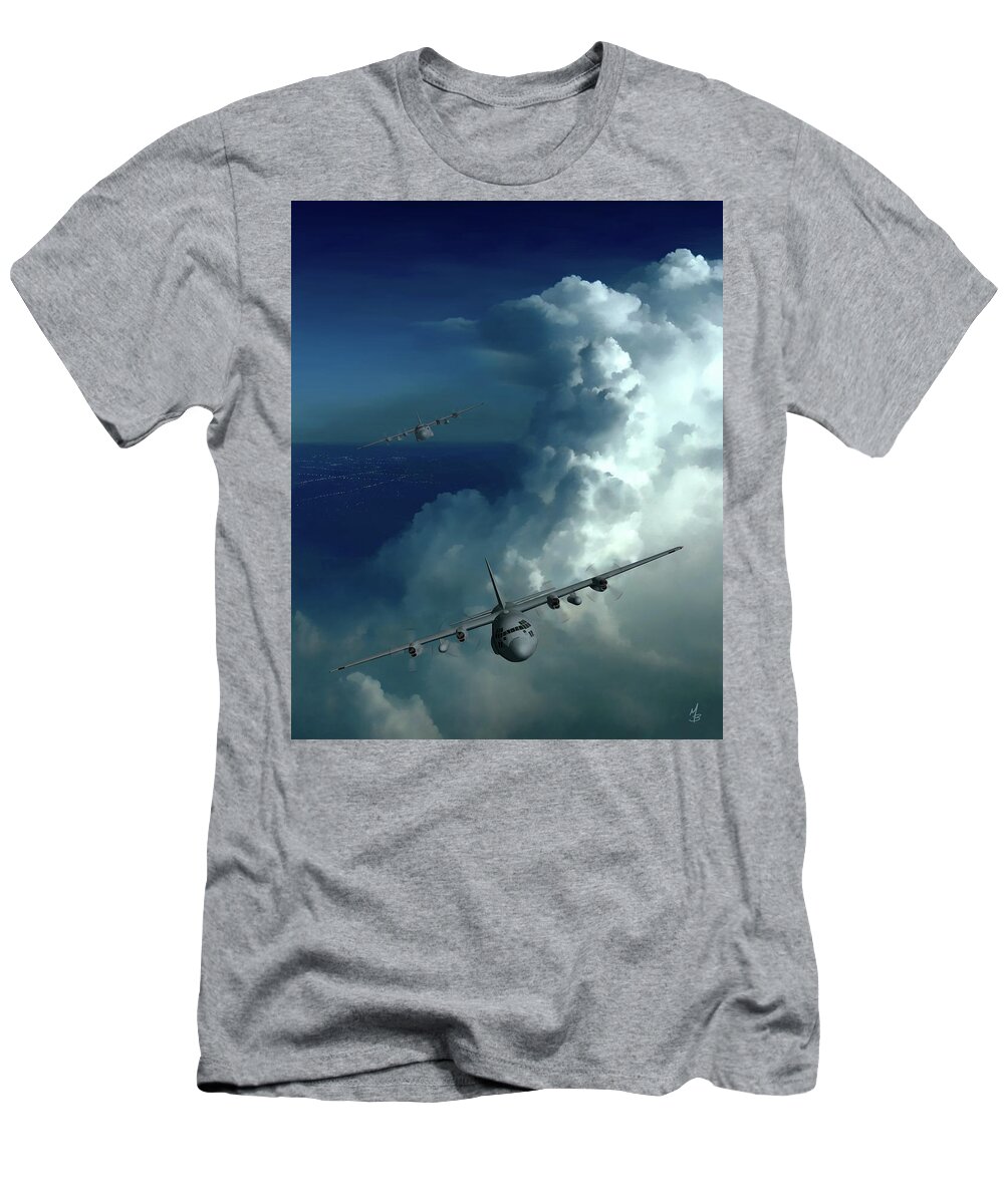 C-130 T-Shirt featuring the digital art Mutual Support by Michael Brooks
