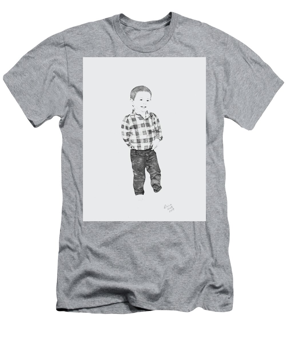 Little Boy T-Shirt featuring the drawing Nana's Little Boy by Patricia Hiltz