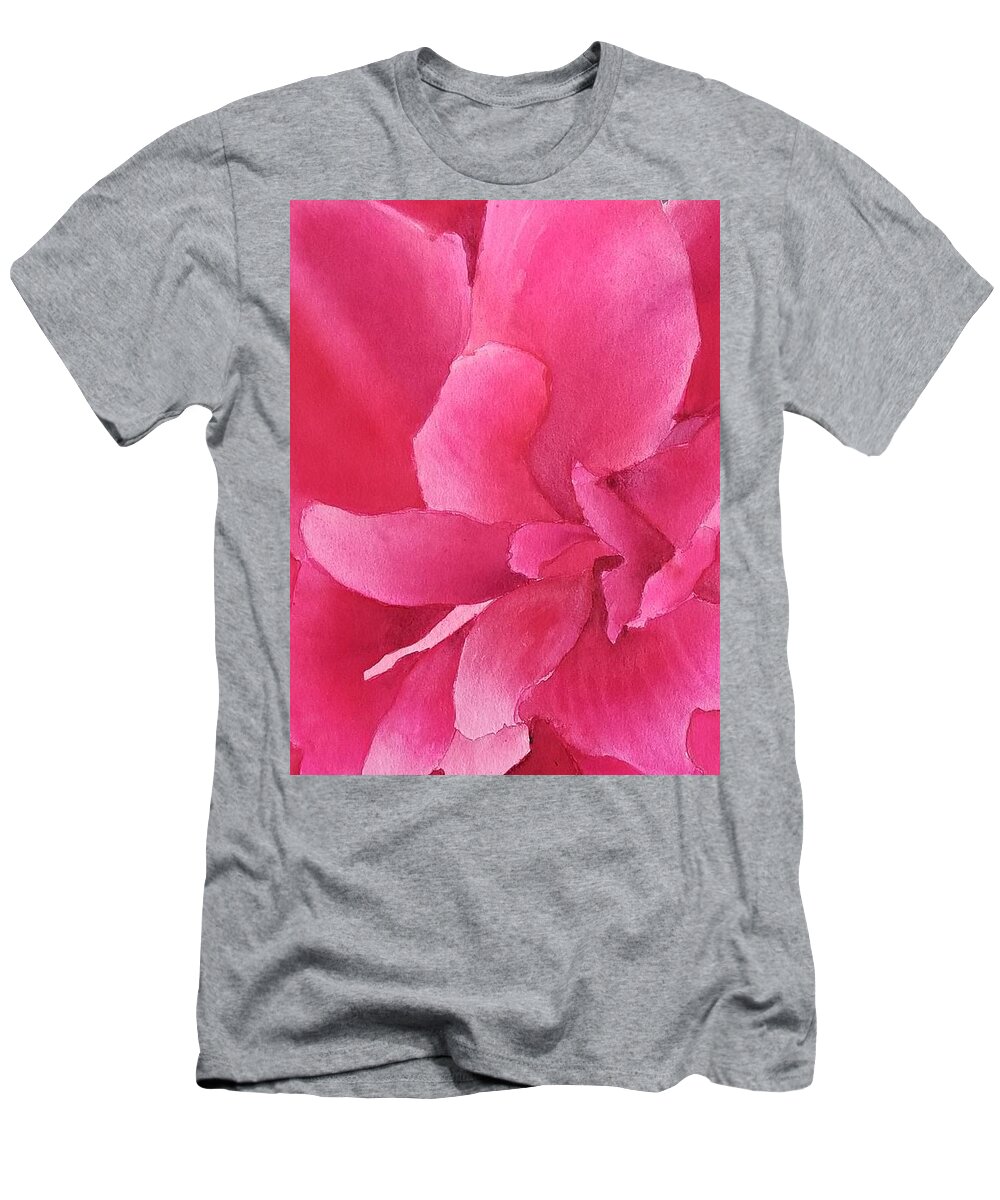Peony T-Shirt featuring the painting Natalie's Peony by Ann Frederick
