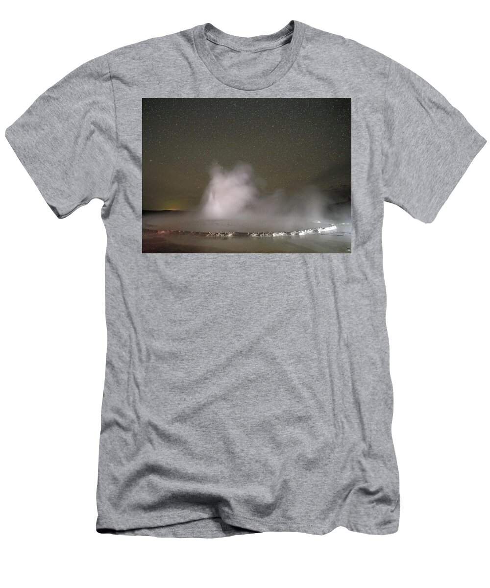 Geyser T-Shirt featuring the photograph Nighttime at Great Fountain Geyser by Jean Clark