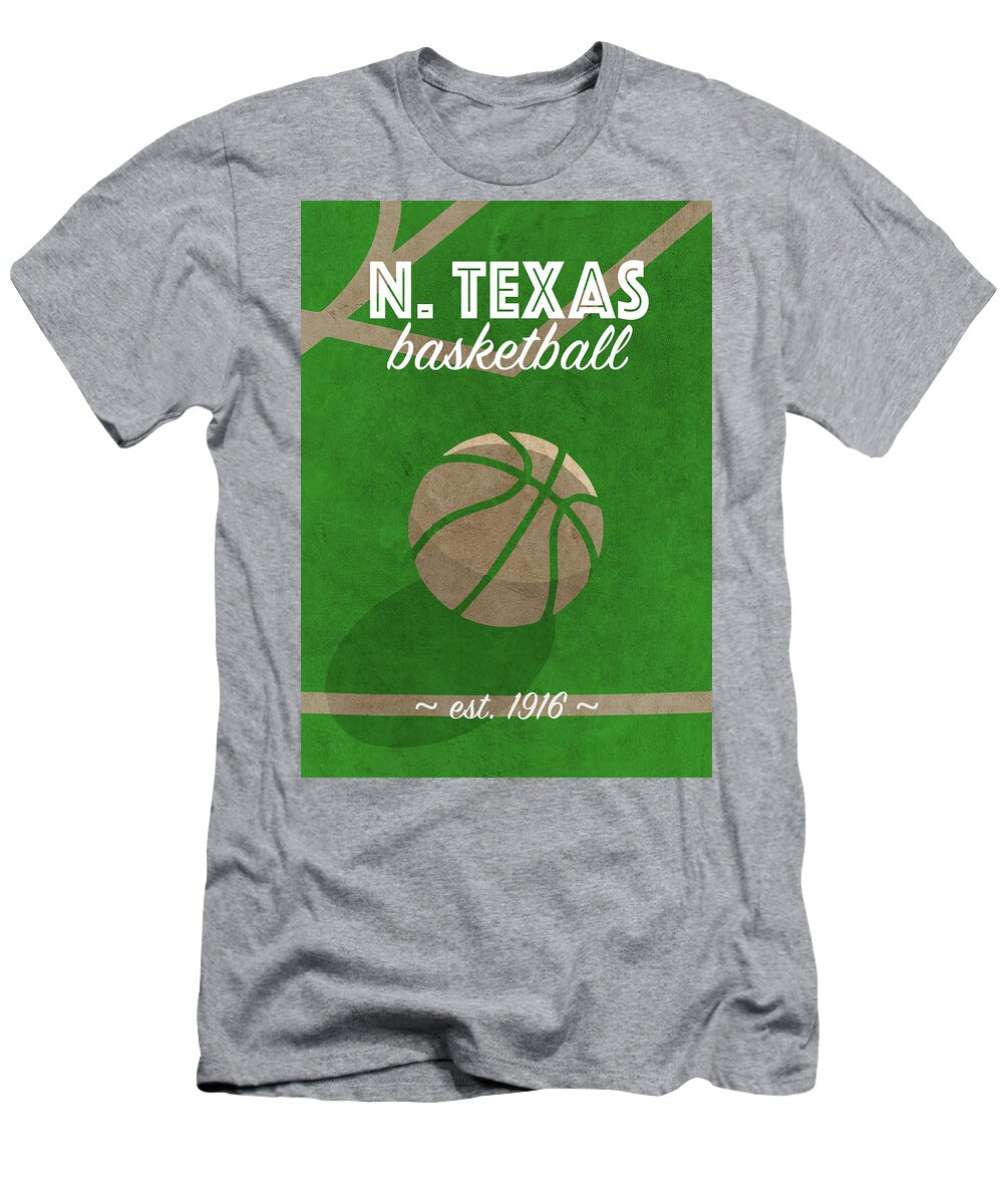 North Texas College Basketball Retro Vintage University Poster Series T- Shirt by Design Turnpike | Pixels