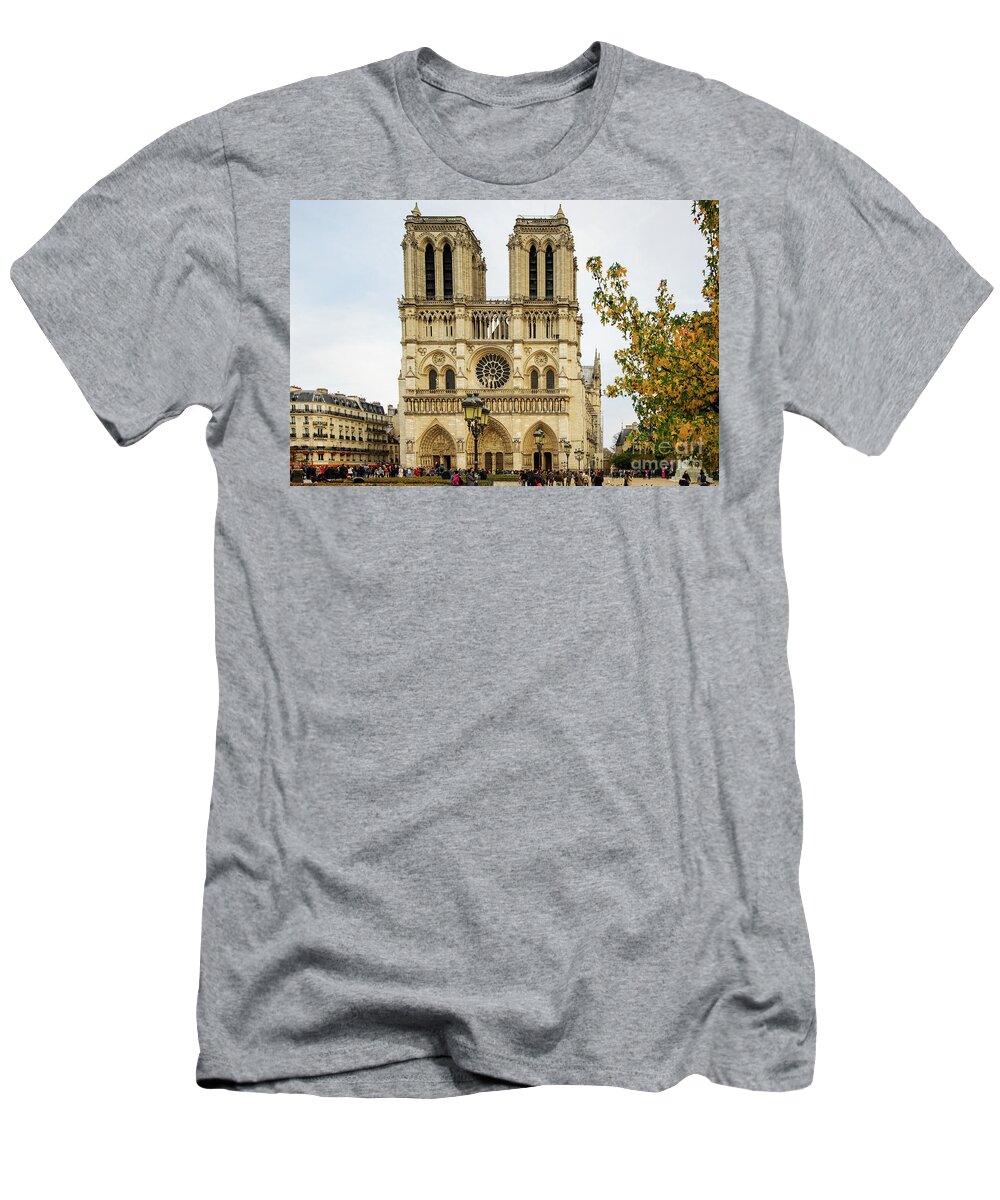 Notre Dame Cathedral Paris France T-Shirt featuring the photograph Notre Dame Cathedral Paris France by Wayne Moran