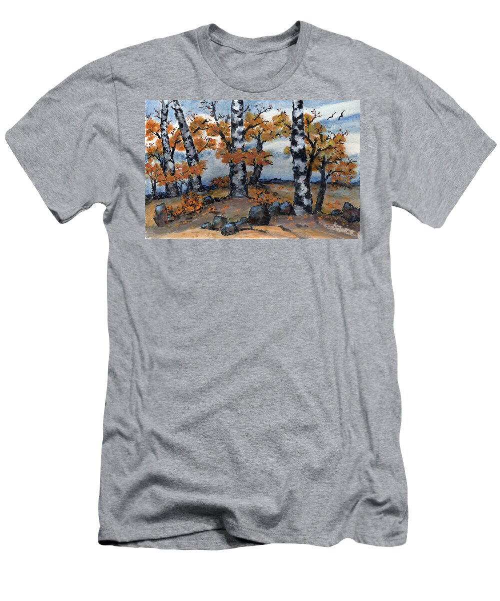 Birch T-Shirt featuring the painting Old Forest by Charlene Fuhrman-Schulz