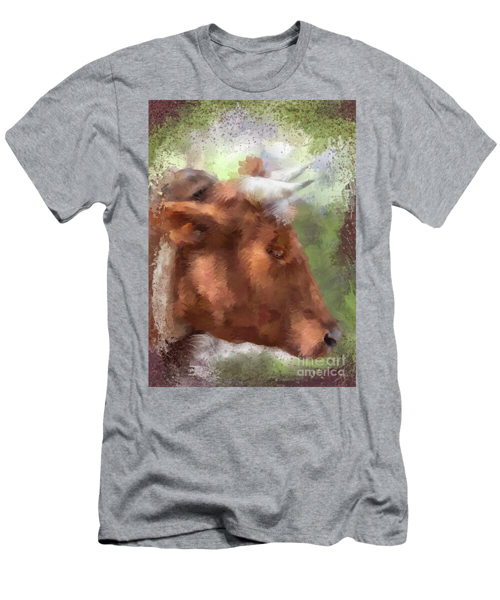 Animal T-Shirt featuring the digital art Olly Olly Oxen by Lois Bryan