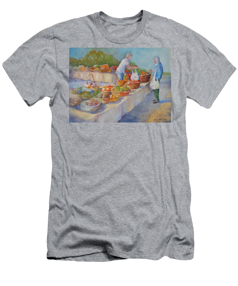 Market T-Shirt featuring the painting One More Tomato by Barbara Parisien