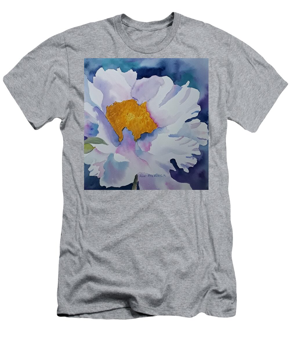 Floral T-Shirt featuring the painting One White Flower by Ann Frederick