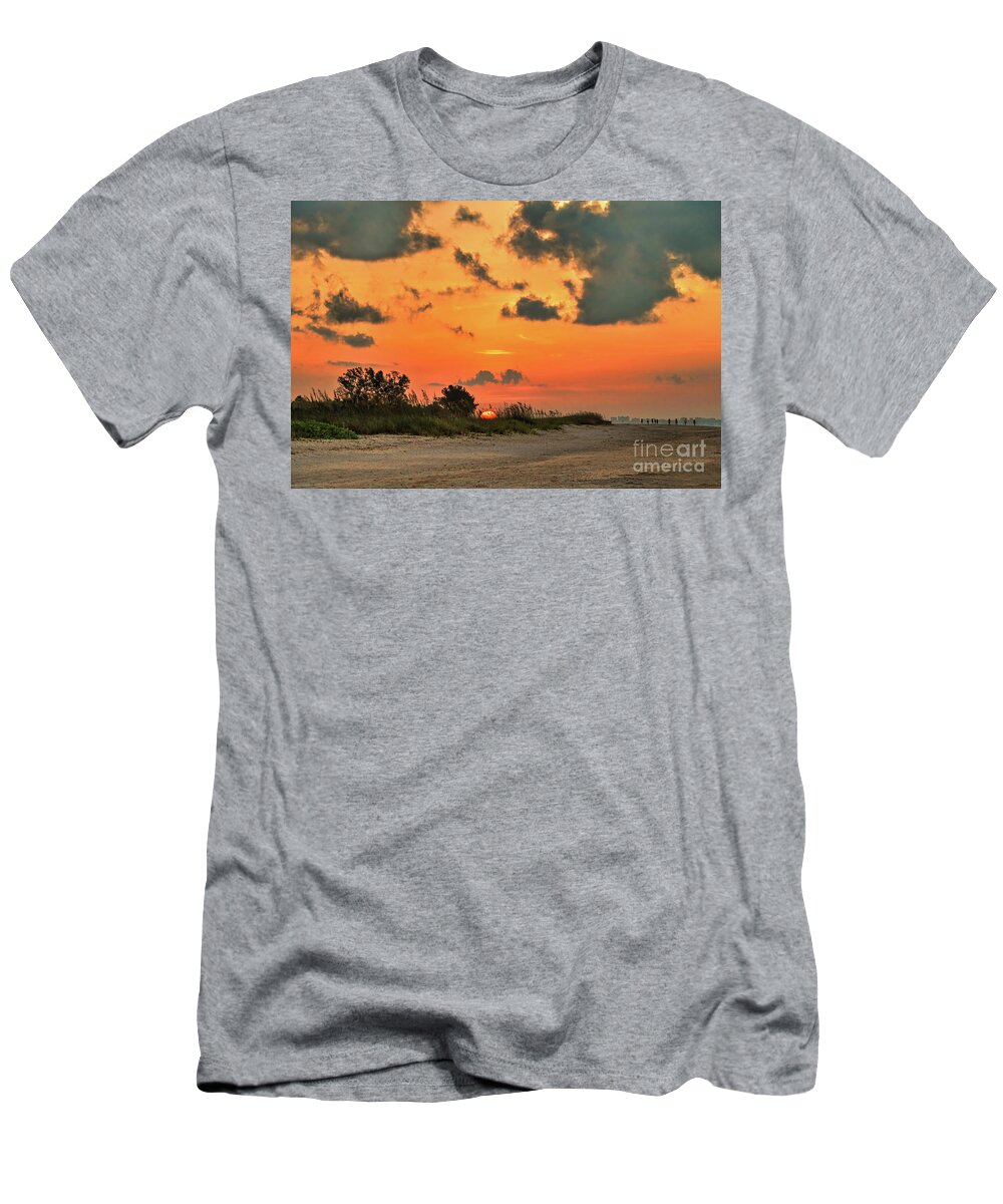 Sunrise T-Shirt featuring the photograph Orange Sunrise Over Sanibel Island by Jeff Breiman