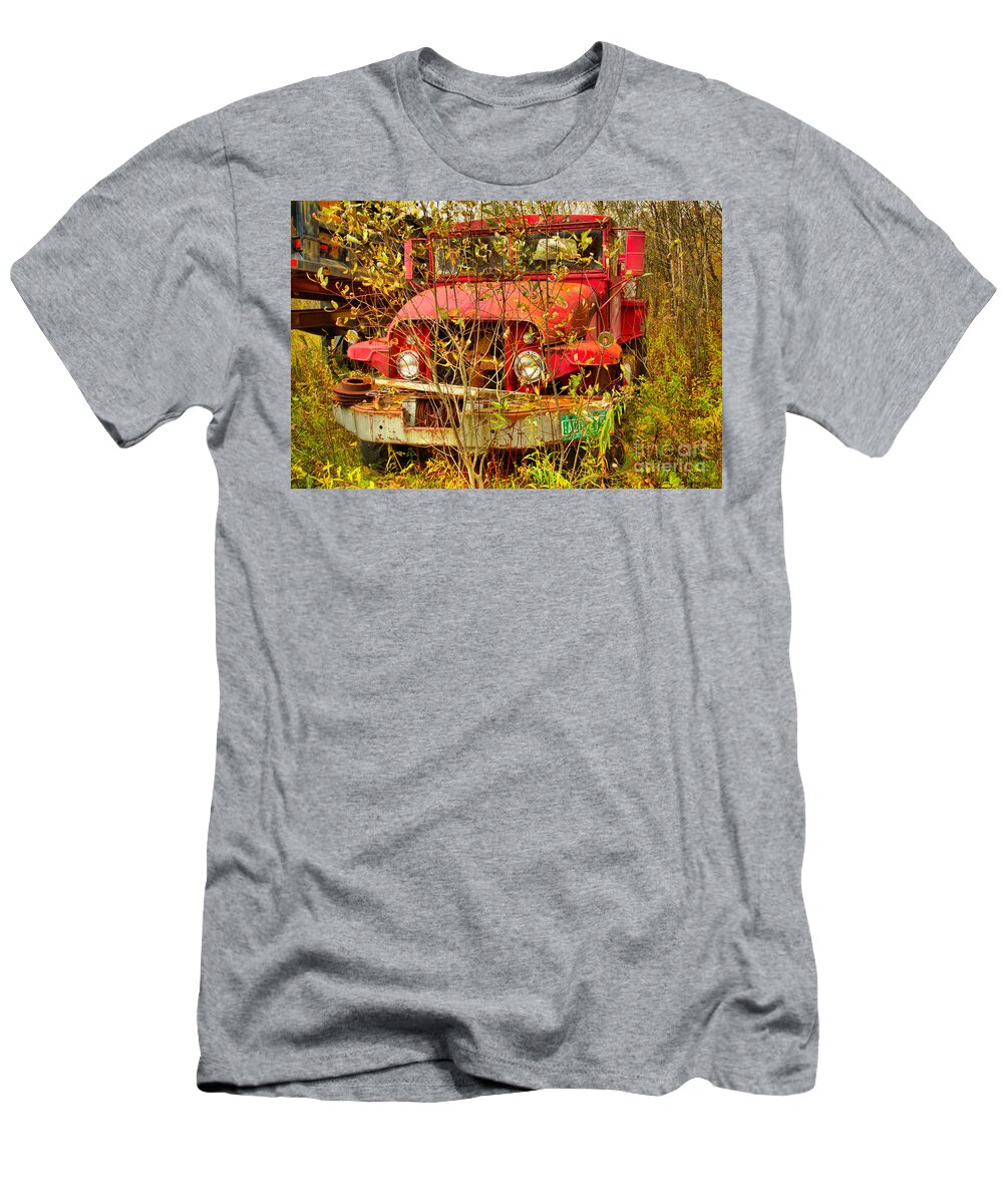Fire Truck T-Shirt featuring the photograph Overgrown Around The Tanker by Adam Jewell