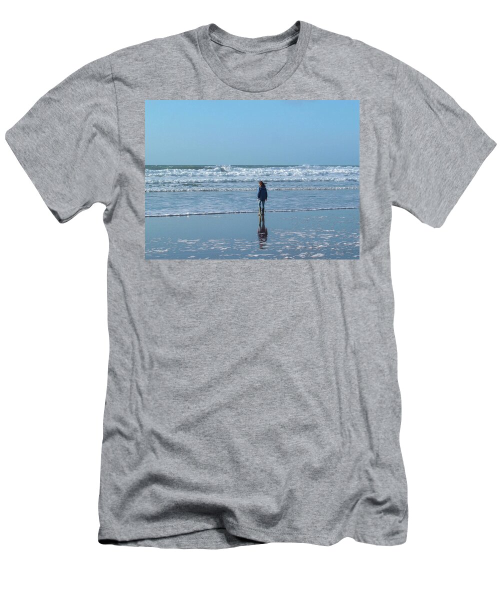 Girl T-Shirt featuring the photograph Paddling At Sandymouth Beach North Cornwall by Richard Brookes