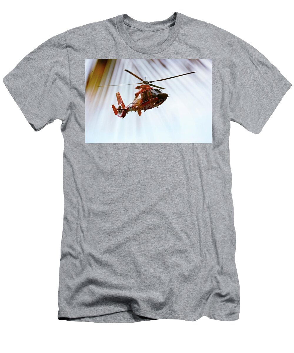 Helicopter T-Shirt featuring the photograph Palm Chopper by Climate Change VI - Sales
