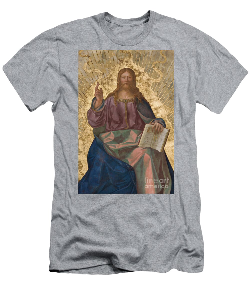 Christian T-Shirt featuring the painting Pantocrator Among Saints by Boccaccio Boccaccino
