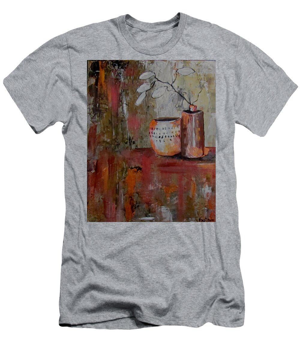Oriental Pot T-Shirt featuring the painting Paper Leaves by Barbara O'Toole