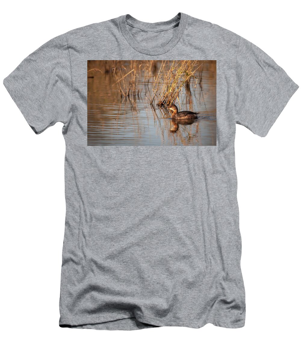 Loess Hills National Wildlife Refuge T-Shirt featuring the photograph Pied billed Grebe by Jeff Phillippi