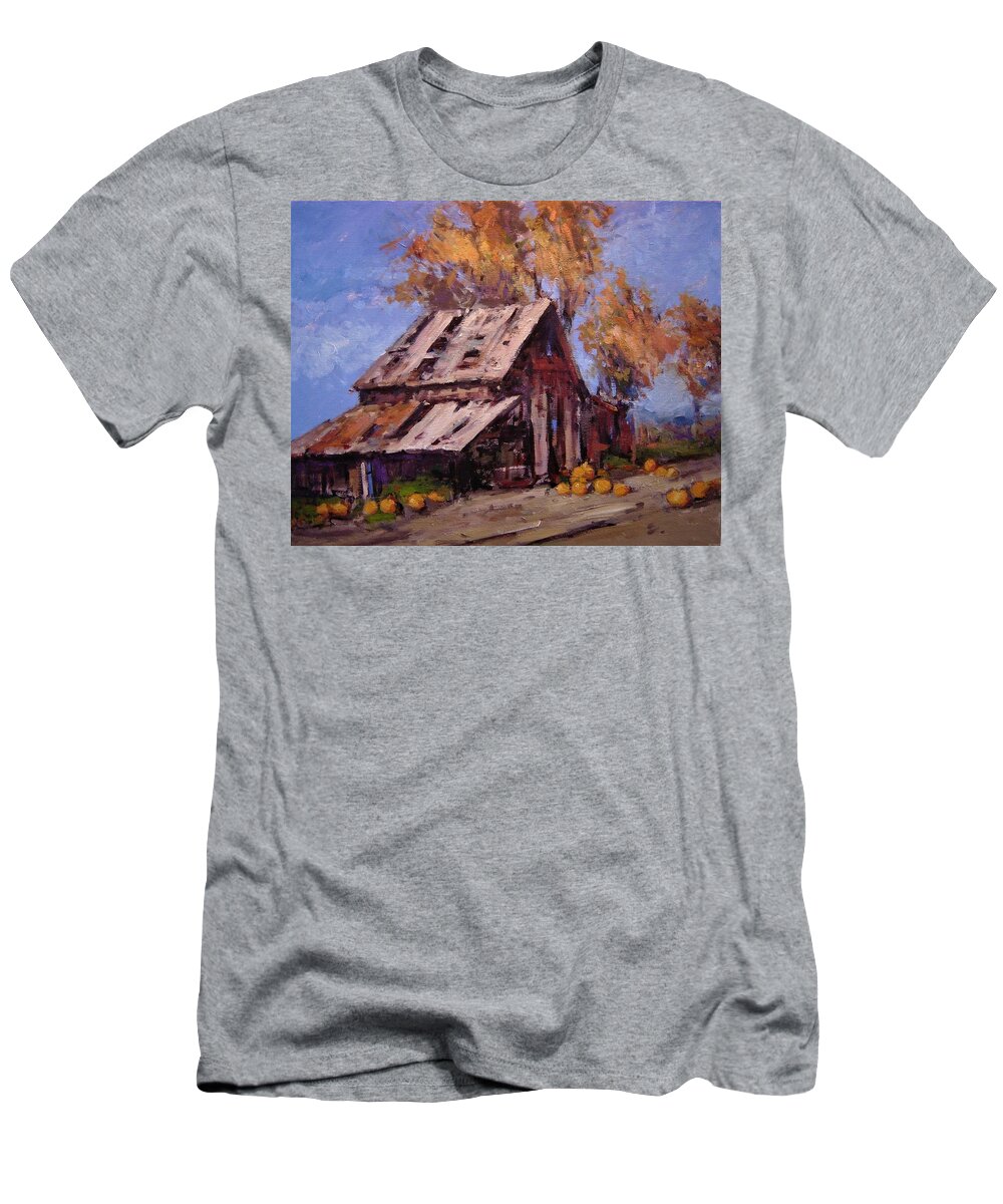 Barn T-Shirt featuring the painting Pile em up by the barn by R W Goetting