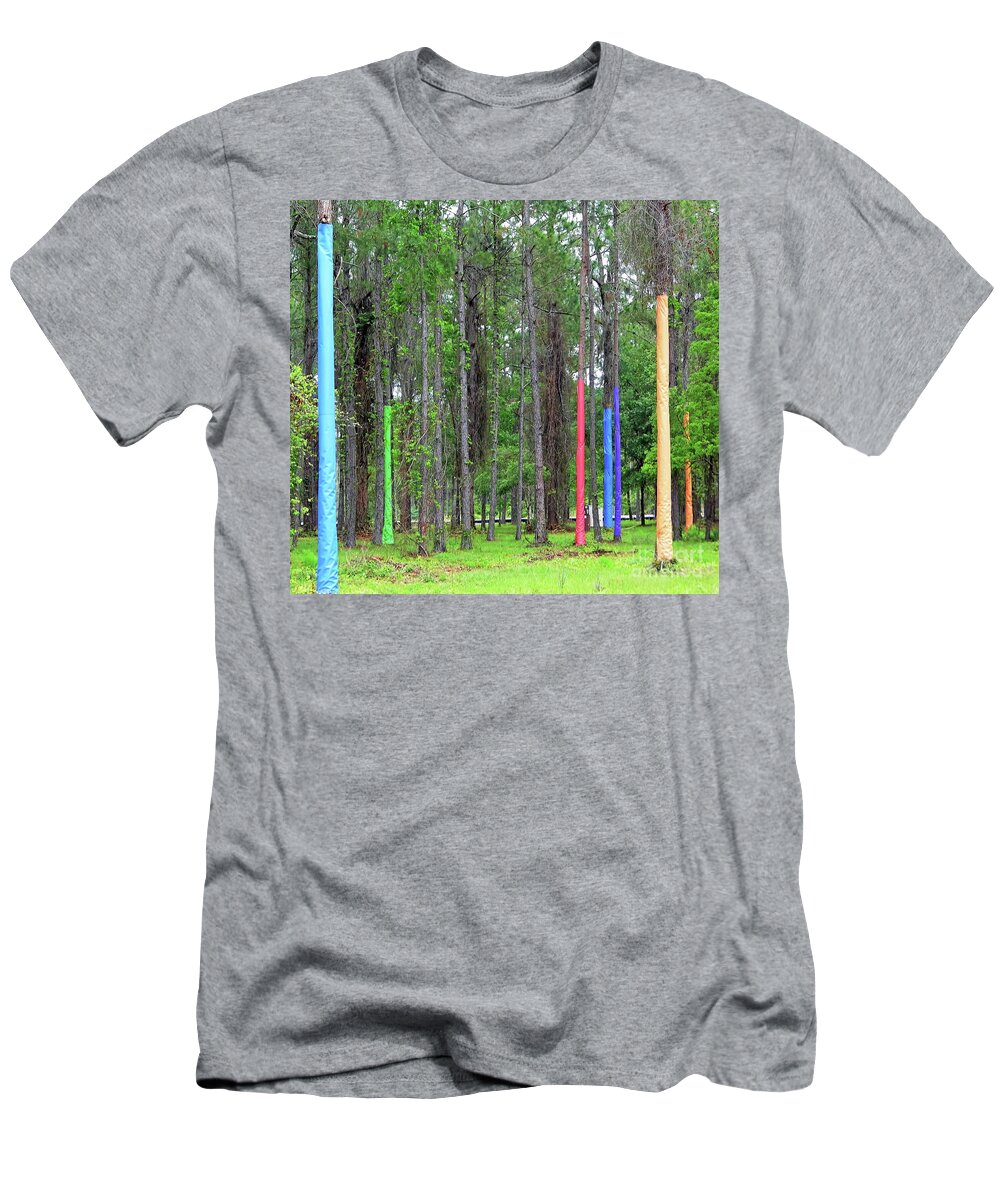 Pine Trees T-Shirt featuring the photograph Pine Trees Wrapped In Color by D Hackett