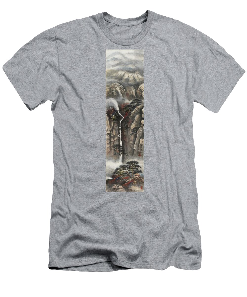 Chinese Watercolor T-Shirt featuring the painting The Four Seasons Version 2 - Autumn by Jenny Sanders