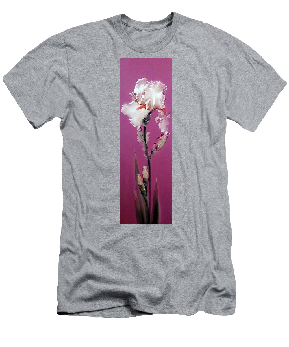 Russian Artists New Wave T-Shirt featuring the painting Pink Iris by Alina Oseeva
