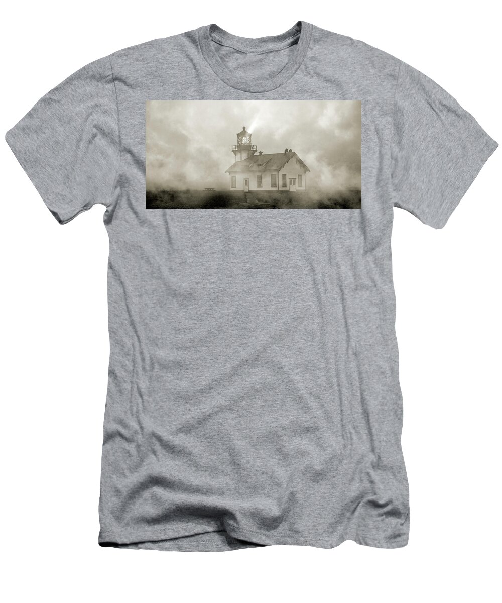 Lighthouse T-Shirt featuring the photograph Point Cabrillo Lighthouse California Sepia by Betsy Knapp