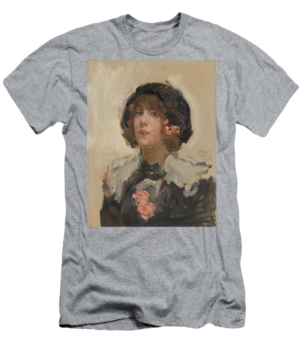 Canvas T-Shirt featuring the painting Portrait of a Woman. by Isaac Israels -1865-1934-