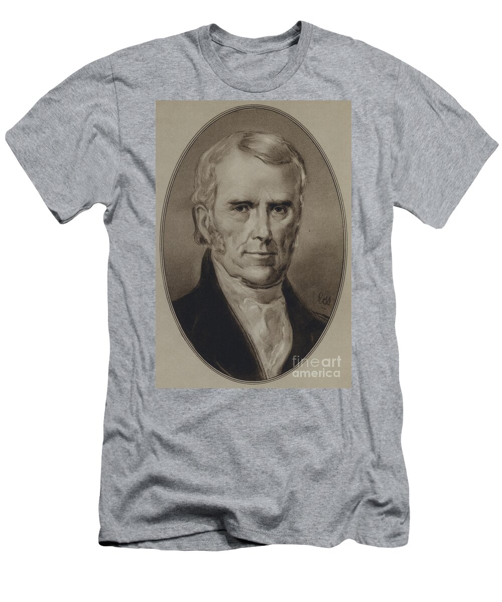 Portraits Of American Statesmen T-Shirt featuring the painting Portraits Of American Statesmen, John Marshall by Gordon Ross