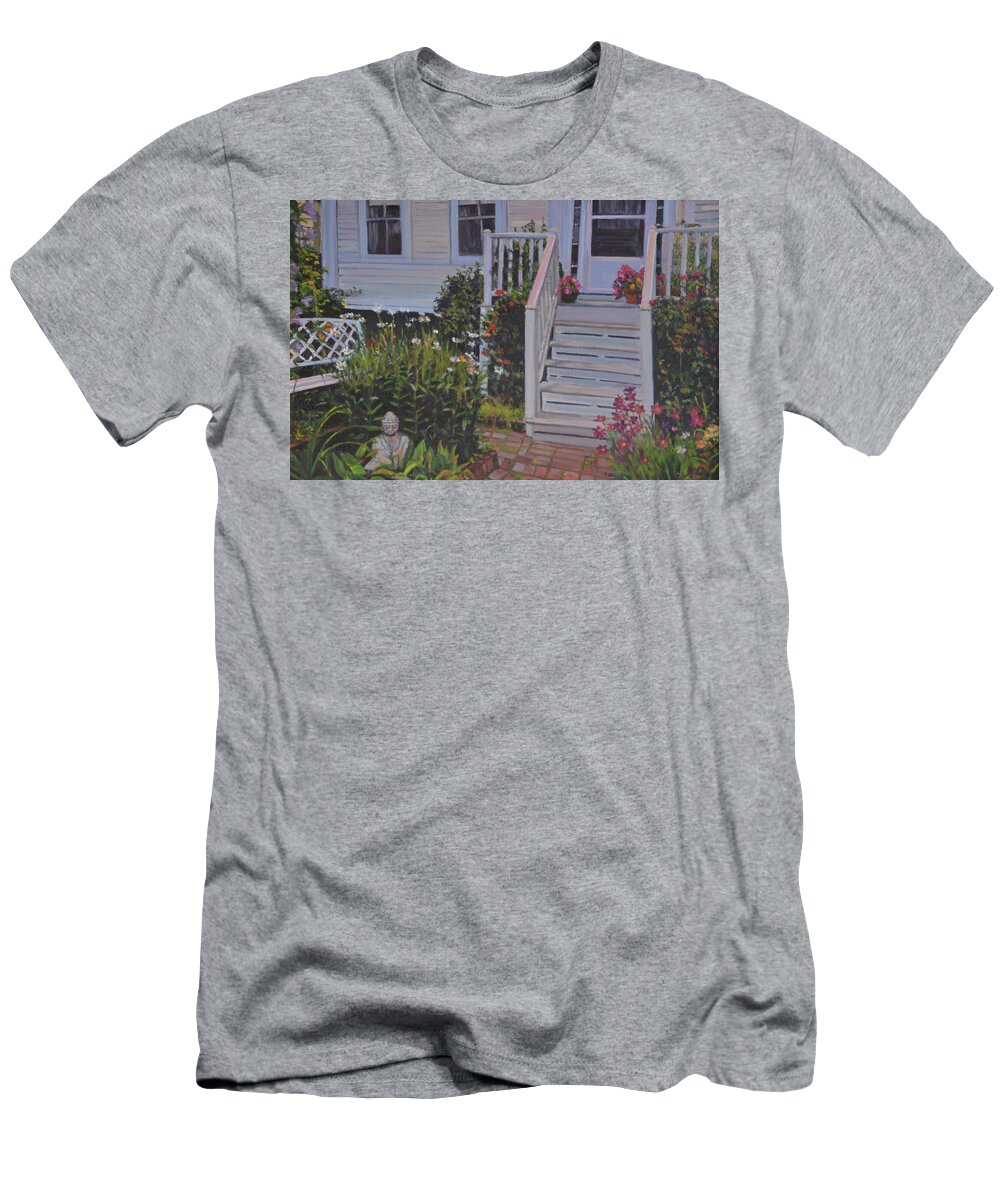 Provincetown Garden T-Shirt featuring the painting Provincetown Garden by Beth Riso