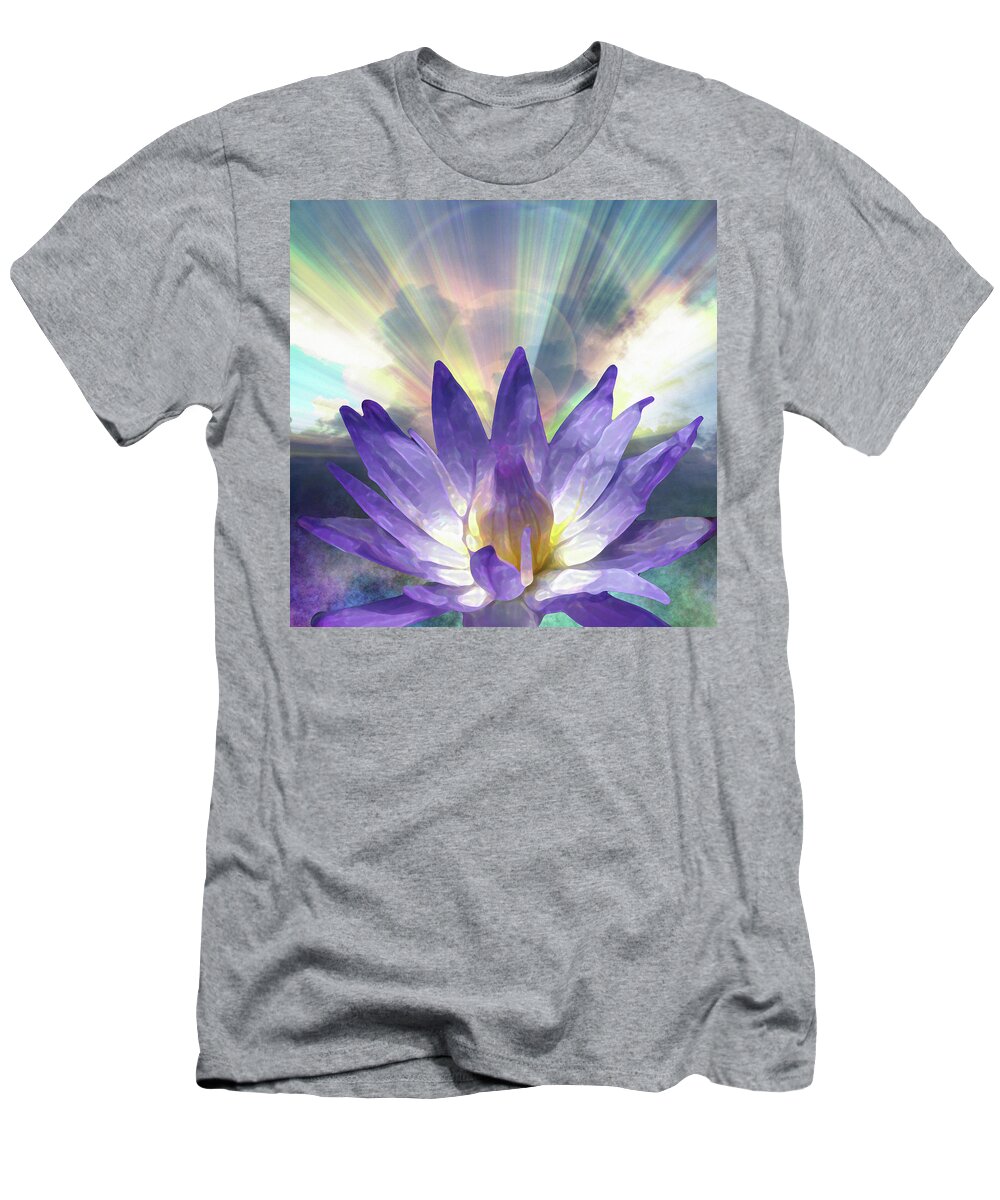 Abstract T-Shirt featuring the digital art Purple Lotus by Bruce Rolff