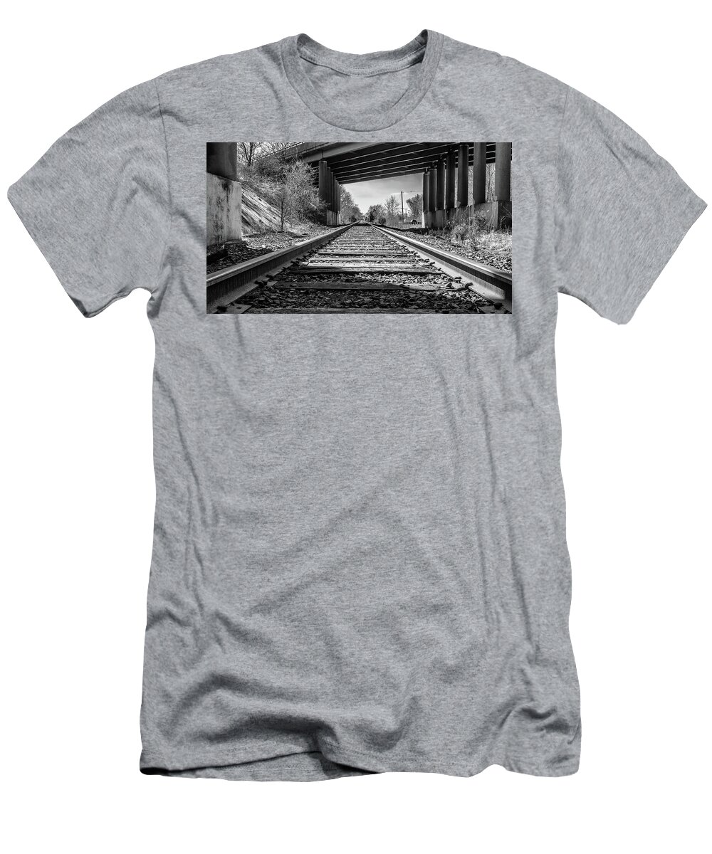 Moorestown T-Shirt featuring the photograph Railroad Tracks by Louis Dallara