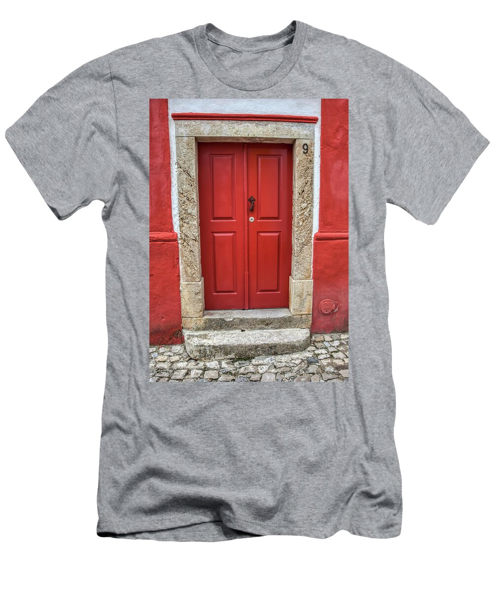 Door T-Shirt featuring the photograph Red Door Nine of Obidos by David Letts